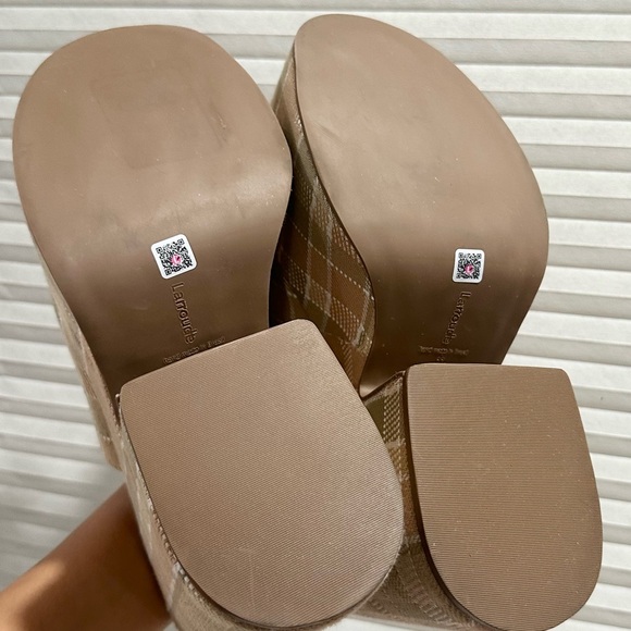 🌹LARROUDE🌹 Wanda Platform Mule In Neutral Plaid Raffia Size: 11 - Picture 13 of 13